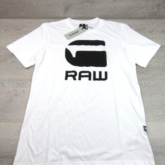 G-Star Raw White Graphic Logo Short Sleeve T-Shirt Mens Size Large Tee NEW - Picture 3 of 12